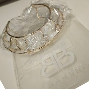 New BANSRI Gold Tone Geometric Open Cuff Statement Womens Bracelet